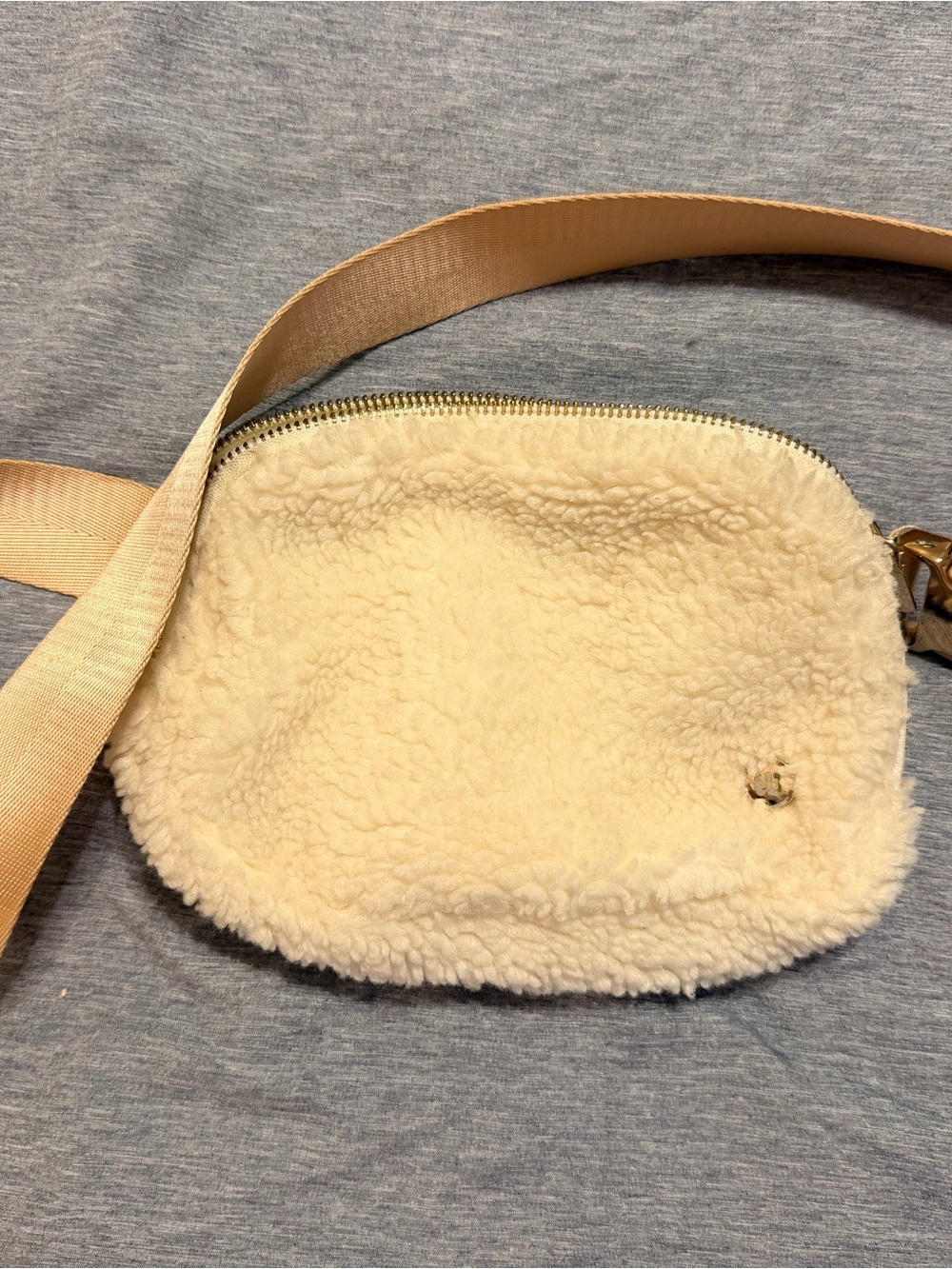 Wantable Cream Sherpa Crossbody Bag with Adjustable Strap